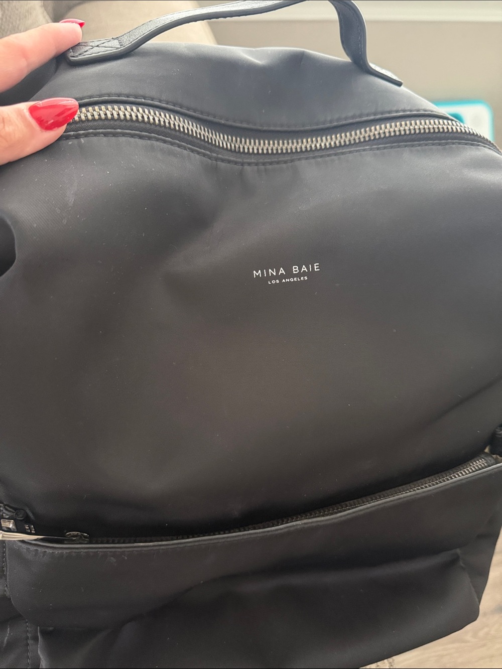 Mina Baie Black diaper Bag nylon Backpack - Picture 4 of 11